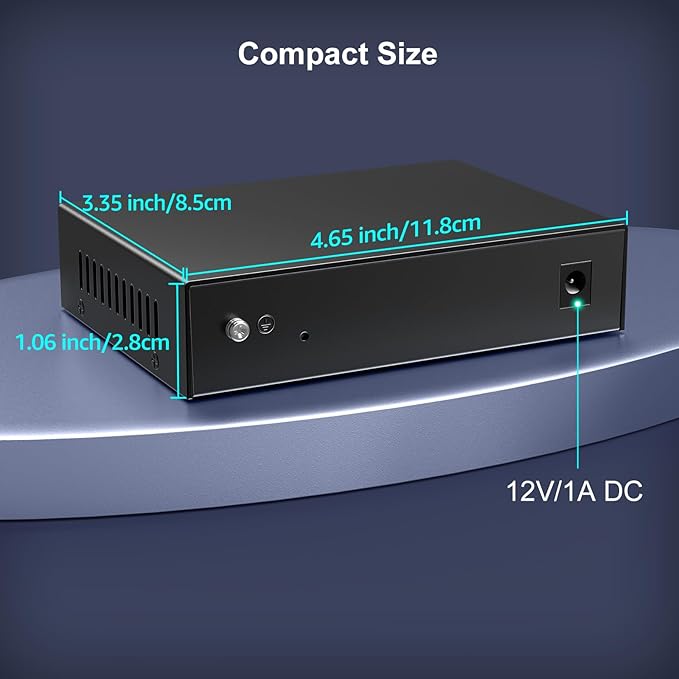 6 Port 2.5G Unmanaged Network Switch, VIMIN 4X 2.5Gbase-T Ports, 2X 10G SFP+ Port, 60Gbps Switching Capacity, IEEE802.3, Metal Housing, Fanless, Work for 2.5Gbps NAS, Wireless AP & PC