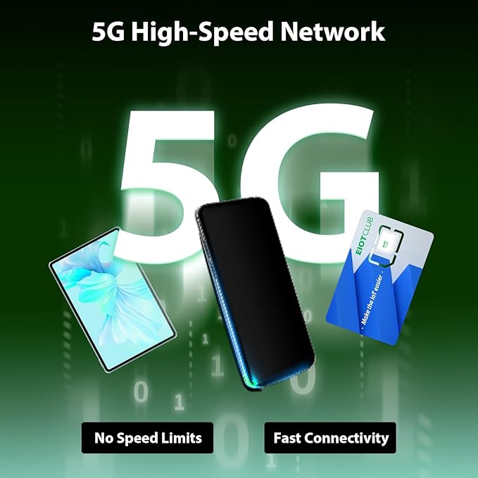 EIOTCLUB International SIM Card - 1GB/30Day, 5G/4G Business Travel SIM Card for USA/Europe/200+ Countries, Prepaid Data SIM for Mobile Phone, Router, Hotspot (No Roaming Charges)