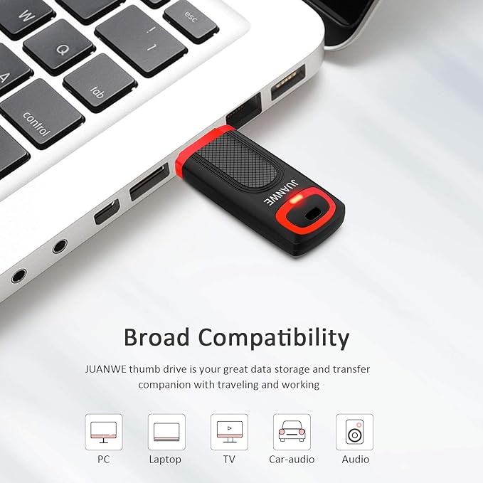 128GB USB 3.0 Flash Drive, JUANWE USB Stick Thumb Drive Memory Stick 3.0 High Speed Jump Drive Portable Pen Drive with LED Indicator for PC Laptop Backup Storage Data(Red-Black)