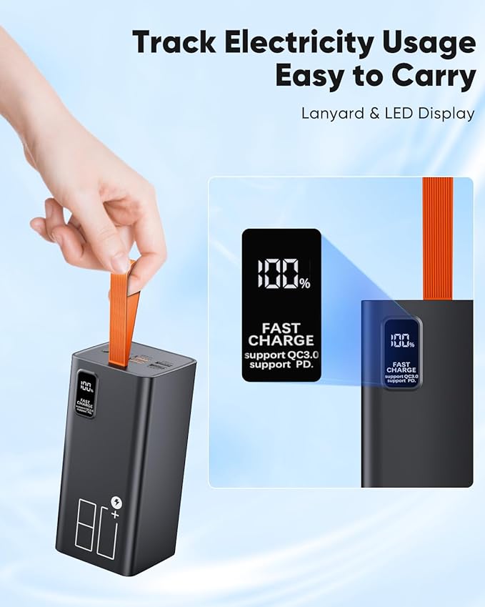 Power Bank 80000mAh Portable Charger High Capacity, 30W Fast Charging Battery Pack PD&QC 3.0, USB-C 5 Outputs 2 Inputs & LED Display Powerbank Compatible with iPhone,Samsung for Camping Travel Outdoor