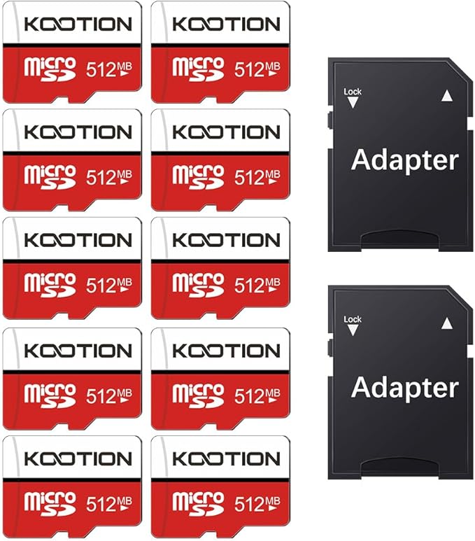 Bulk 512MB Micro SD Cards 10-Pack, KOOTION Mini Flash Memory Card C4 Low Capacity for Old Phones/MP3 and Small File Transfer (Pack of 10 512MB)