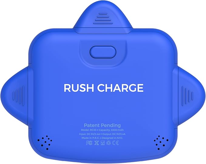 Rush Charge Universe 3 in 1 Portable Charger – 3300mah, 2.4A High-Speed Fast Charging Compatible with iPhone and Android Lightning, Type C, Micro-USB Charges 3 Devices at a Time Pre-Charged RC33 Blue