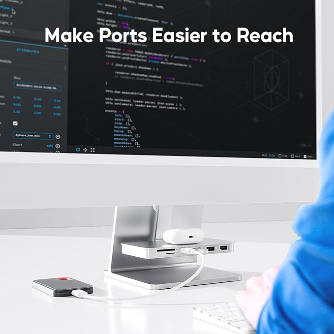 iMac Accessories for iMac24 inch 2021/2023/2024, PULWTOP iMac Hub with M.2 NVMe SSD Enclosure, i-Mac USB C Hub USB A/C 10Gbps, SD/TF, i-Mac USB Adapter for iMac24 M1/M3/M4 or Studio Display 27 inch