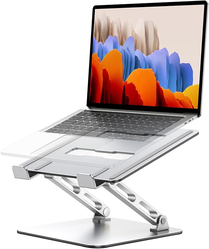 Ergonomic Laptop Stand, Dual-Bar Support & Height Adjustable Laptop Riser Holder for Desk, Ventilated & Portable Computer Notebook Stand Mount, Compatible with MacBook Air Pro/Dell/HP (10"-16")