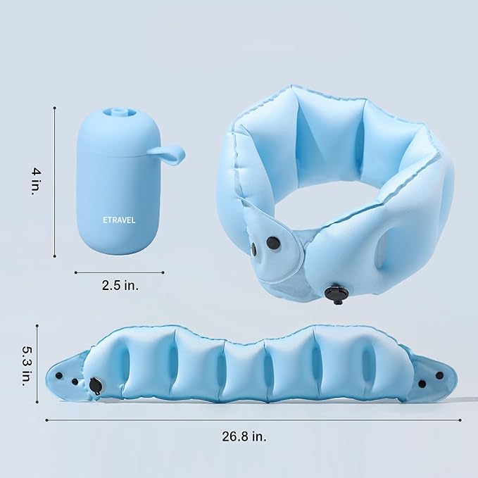 Inflatable Neck Pillow,Travel Pillow,Silicone Storage Pouch Integrates Inflation and Storage Features,Portable and Washable,Airplane Travel Essentials,Vacation Essentials,Road Trip Essentials