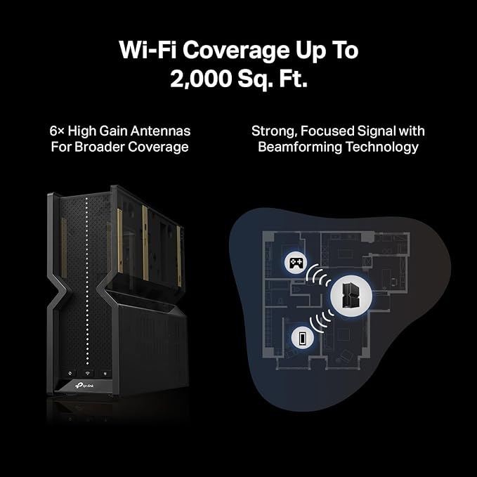 TP-Link Tri-Band BE9300 WiFi 7 Router (Archer BE550) - 6-Stream, Full 2.5G Ports w/ 6 Internal Antennas, Up to 2,000 Sq Ft, Add Easy-Mesh Device for Extended Coverage, VPN Support, Free Expert Support
