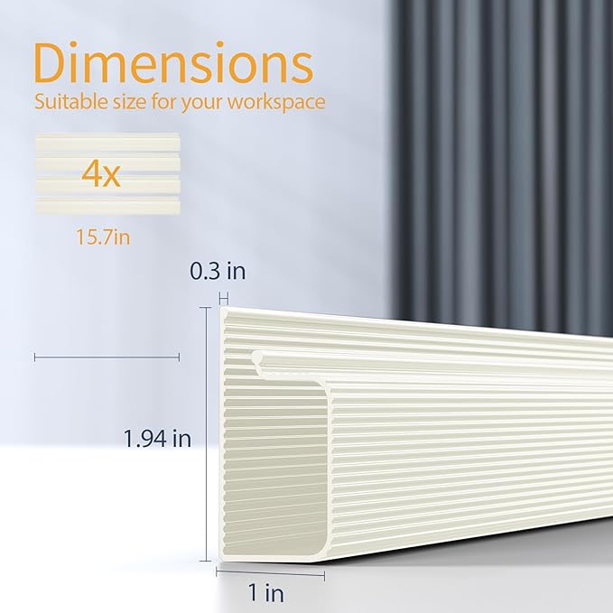 Delamu 62.8in Under Desk Cable Management, Safe Tidy Cable Management Under Desks for Home Office, 4 Pack Cord Organizer for Desk, Wire Organizer Kit, Beige