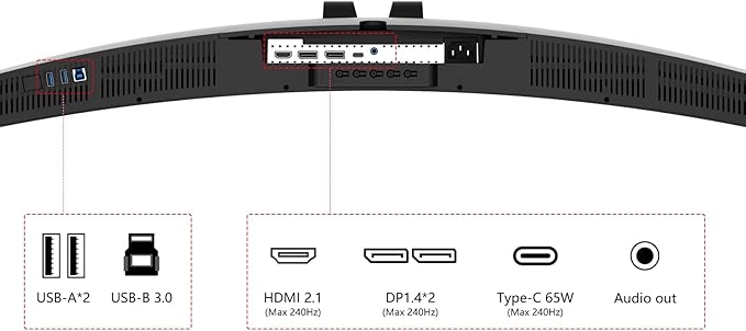 INNOCN 49" Ultrawide Monitor Curved Gaming 5K2K 5120 x 1440P 240Hz Monitor, R1800, 99% sRGB, HDR400, USB Type C, DisplayPort, HDMI, Built-in Speakers, Height/Tilt Adjustable - 49C1S