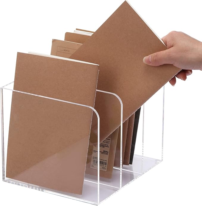 Magazine Holder, Clear Acrylic Magazine Rack, File Organizer for Office Desk, Book Organizer,-One-Piece-3 Vertical spaces,1 pack (B5)……