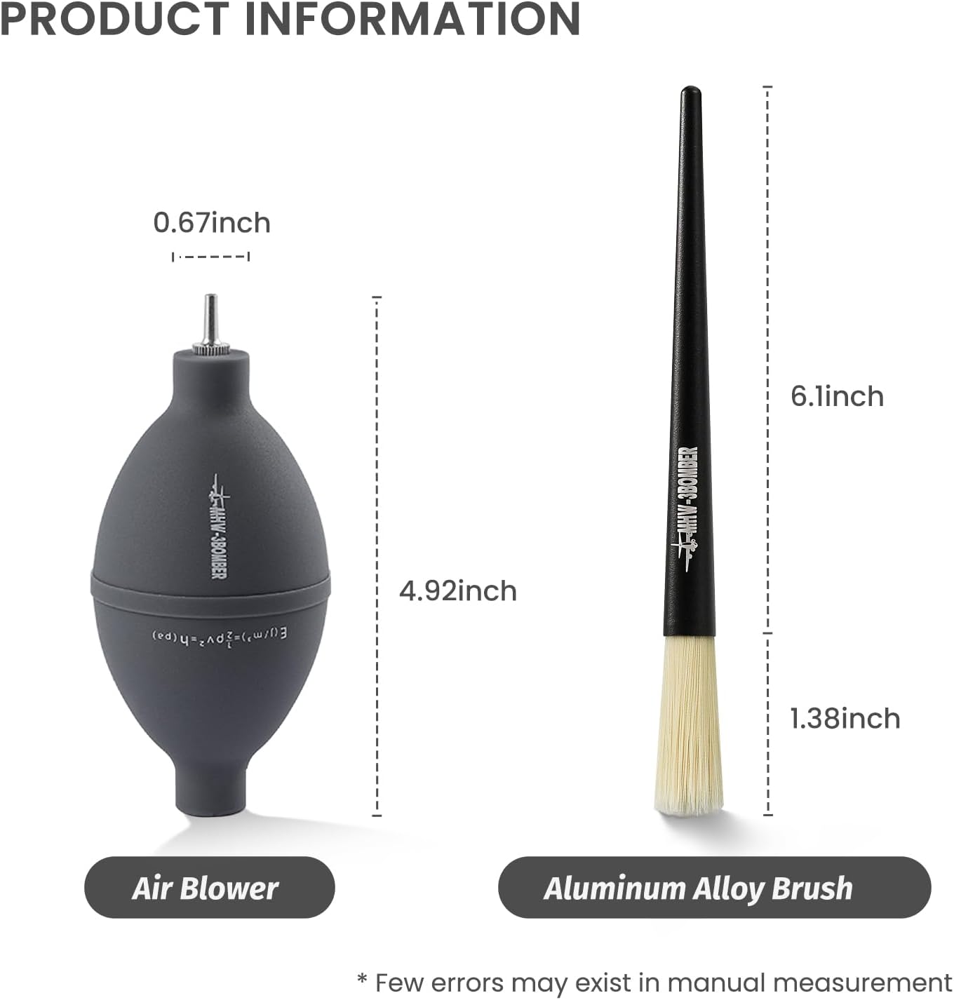 MHW-3BOMBER Coffee Grinder Air Blower and Espresso Cleaning Brush Set, Slim Kitchen Brush, PVC Air Duster and Aluminum Alloy Brush Kit for Grinder, Lens, Keyboard, Coffee Powder Cleaning Tool CS7089