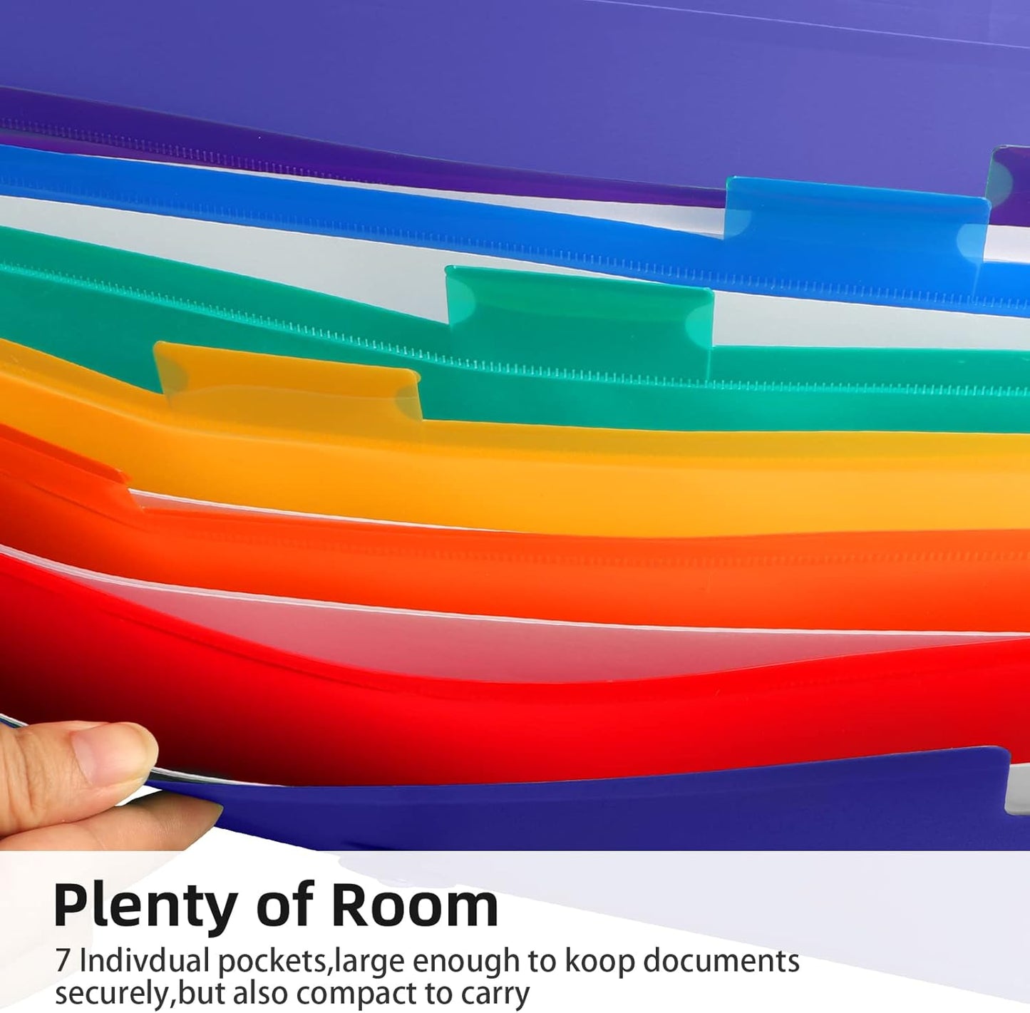 Accordian File Organizer 7 Pocket Expanding File Folder with Labels, Plastic Expandable File Folder for Documents Letter Size A4 Papers - Blue