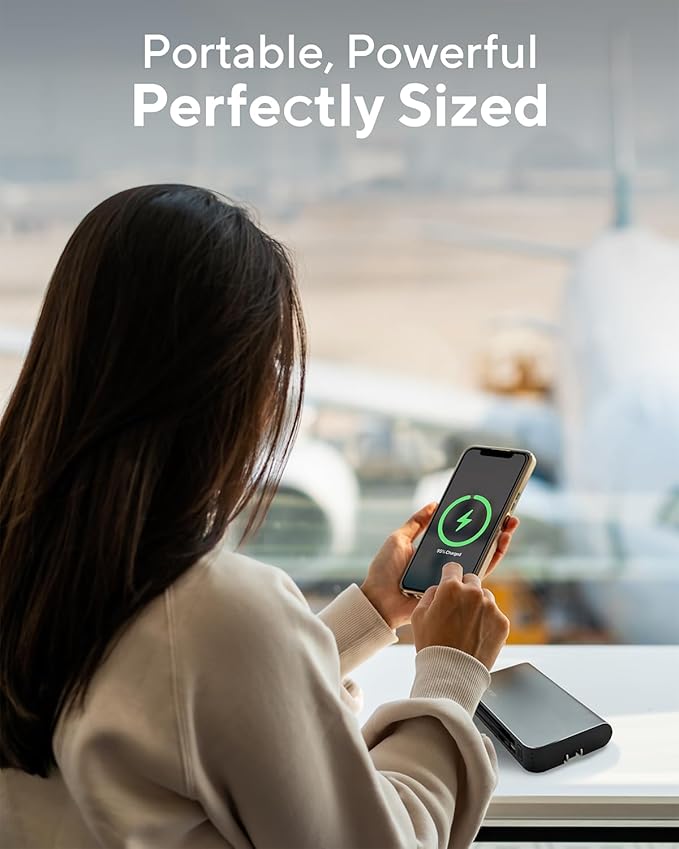 myCharge Portable Charger with Wall Plug – 10050mAh Fast Charging – Power Bank for iPhone, Samsung, Android & More - External Battery Pack Portable Charger with Built-in Cables (Lightning + USB-C)