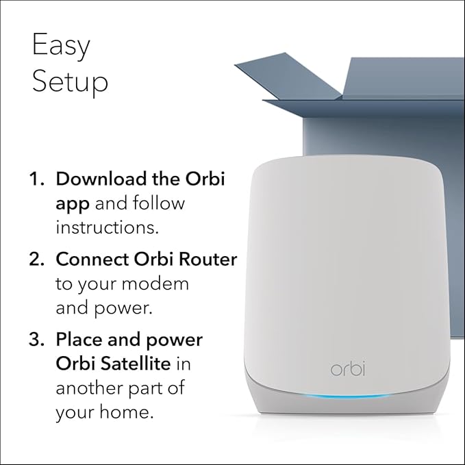 NETGEAR Orbi Whole Home Tri-Band WiFi 6 Mesh Network System (RBK752P) – Router with 1 Satellite Extender, Security Features, Coverage up to 5,000 sq. ft., 75 Devices, AX5200 802.11ax (Up to 5.2Gbps)