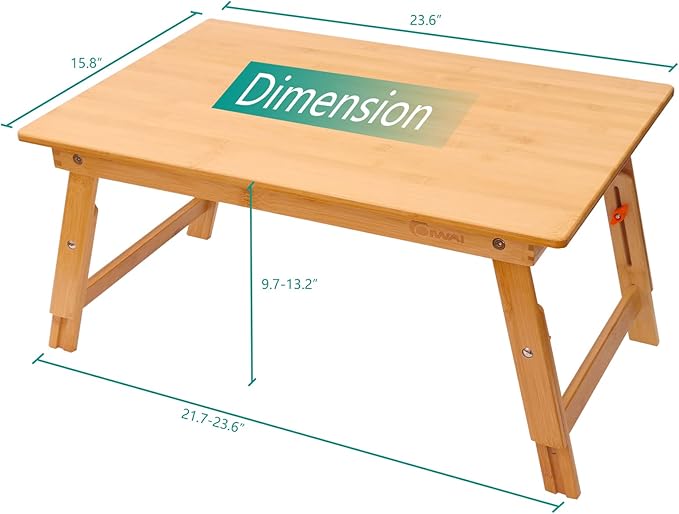 Lap Desk for Bed, COIWAI Bed Desk Bed Table Tary, Low Desk Table, Folding Floor Table, Adjustable Height, Portable Foldable Picnic Desk,Serving Breakfast Coffee in Bed Couch Floor .Bamboo