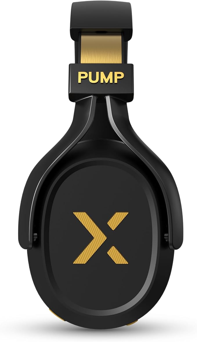 BlueAnt Pump X - The Gym Headphones | Sports Headphones | Cushioned & Cooling Ear Pads | (ANC) Active Noise Cancelling/Advanced Transparency | Wireless | Up to 58hr Play Time (Black | Gold)