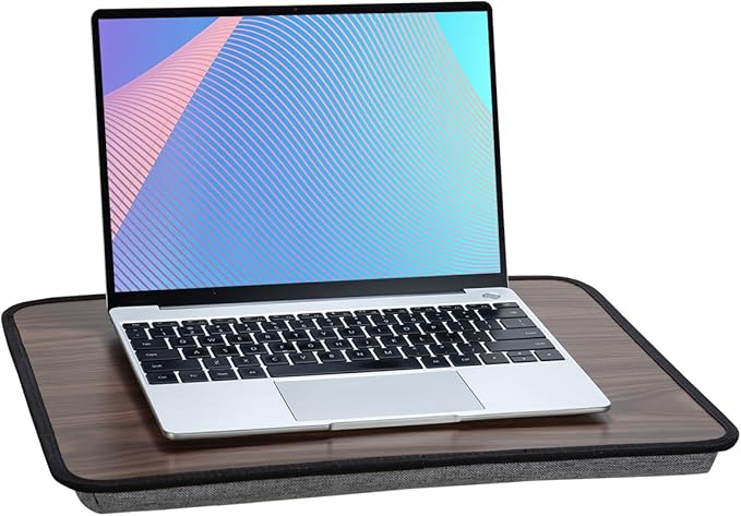 Portable Laptop Desk Fits Up to 16“ Laptops, Built-in Cushion,Lap Stand for Bed & Couch & Carpet, Great for Home & Office,Lap Desk with Cushion (Brown, Medium)