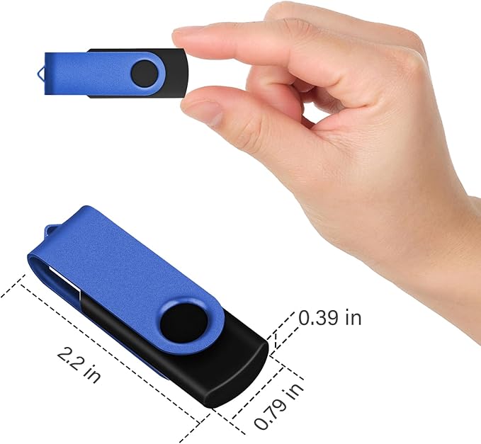EASTBULL Flash Drive Bulk 8GB USB 100 Pack with Lanyards USB 2.0 Thumb Drive Bulk Memory Stick Swivel Pen Drive for Storage and Backup 8 GB 100 Pack, Blue