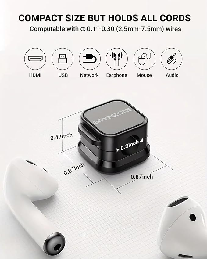 Cord Holder for Nightstand, 6 Pack Cable Organizer Clips for Home, Office, Car, Desk, Phone Charger Cord Holder with Strong Adhesive Pads, Car Charger Holding Clips, USB Cord Organizer to Decor