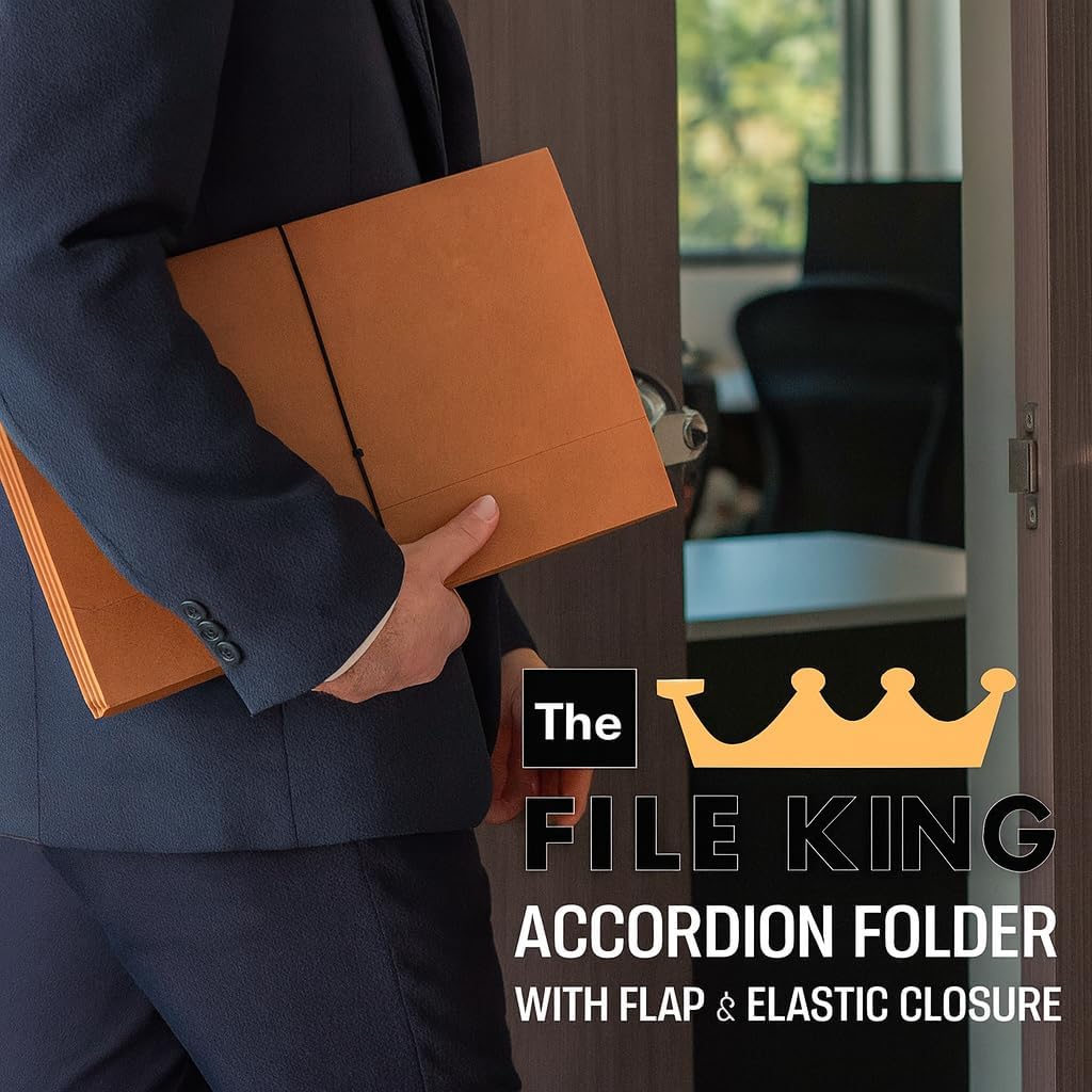 The File King Expanding File Wallet - Legal Size, 10 Redropes | USA Made | 5.25” Expandable File Folders | Redwell Folders Legal Size Wallets | Red Rope Expanding File Folder with Flap & Elastic Cord