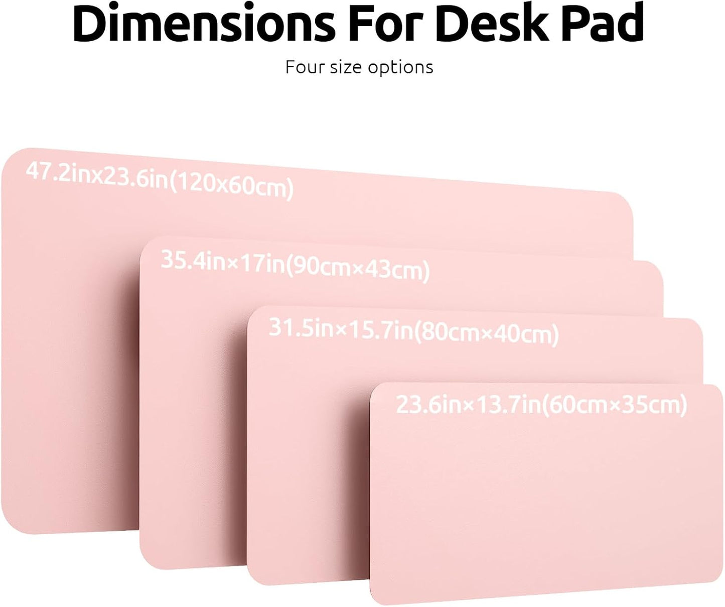 YSAGi Leather Desk Protector, Office Mat, Large Mouse Mat, Non-Slip PU Leather Blotter, Laptop Pad, Waterproof Writing Pad for Office and Home (Light Pink, 47.2" x 23.6")