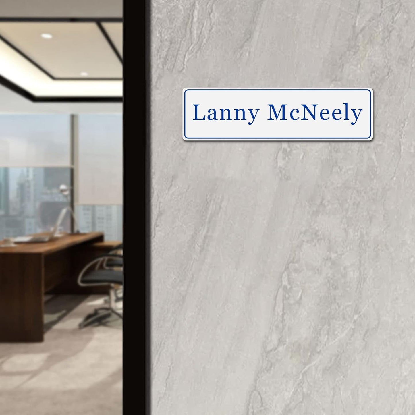 Custom Office Engraved Name Plate, Personalized Elegant Name Plates for Door or Wall Sign, Door Name Plate with Adhesive, Laser Engraving, 10 Colors Available (2.5" x 10")