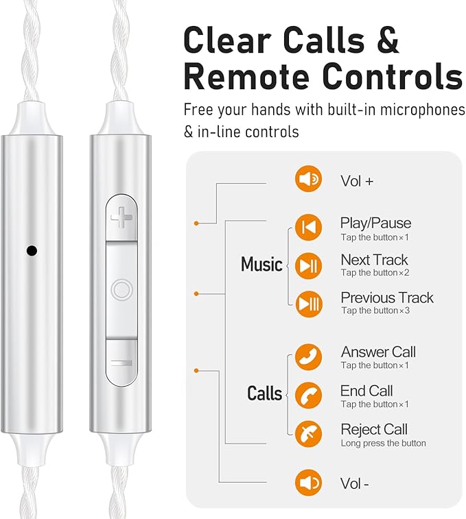 Vibes 202M Wired Earbuds - HiFi in Ear Monitor Headphones - Noise-Isolating Ear Buds w/ Mic - Clear Sound, Deep Bass & Comfort-Fit Gaming Earphones - MMCX to 3.5mm & Silver Plated Cord, Carrying Case