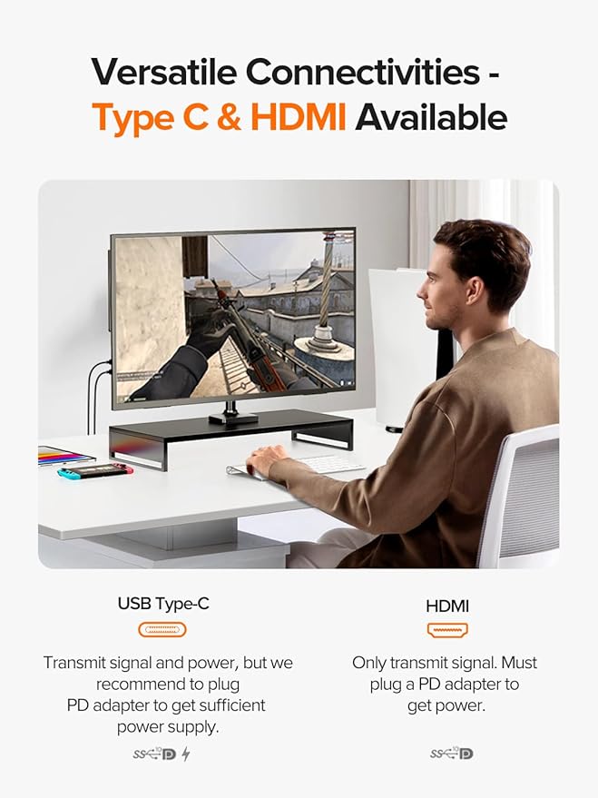 UPERFECT 24" 120Hz Portable Monitor 1080P 100% sRGB with Built-in Stand & VESA, HDMI USB-C FHD Travel Monitor for Laptop/MacBook/SteamDeck/Phone/Mini PC, External Second Screen for Gaming & Work