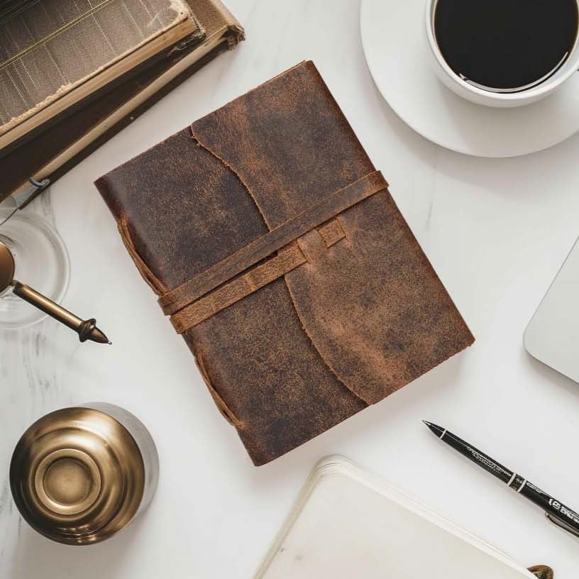 LEATHER VILLAGE Vintage Leather Journal A4 - Brown | 240 Lined Pages | Rustic Notebook for Travel, Office & Personal Use | Handmade College Ruled Diary for Men & Women