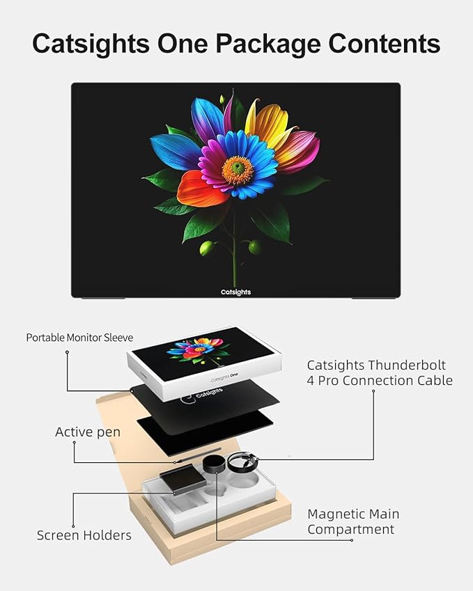 Portable Touchscreen Monitor for Mac, 13.3inch 2.5K 350nit 227 PPI Ultra-Thin Touch Screen Monitor, USB-C Plug & Play Travel Screen for Windows/Android/Switch (Including Stylus)