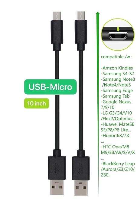 10-Pack Multi Short USB Cables & TypeC-C Cables for Charging Stations Compatible/w iPhone16 &15, iPhone5-14/ iPads/iPad mini/iPad Pros/Samsung Moblies & Tablets/Pixel & Nexus/HTC/Sony(Black)