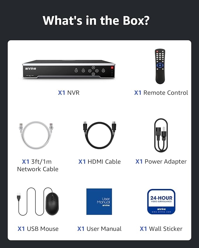 ANNKE 32CH AI NVR Recorder, H.265+ 12MP PoE Network Video Recorder, Facial Recognition, AI Motion Detection, Support 32x 12/8/5/4MP IP Cam, 16 Port Expandable NVR, 4 SATA Support 40TB, NO HDD Included