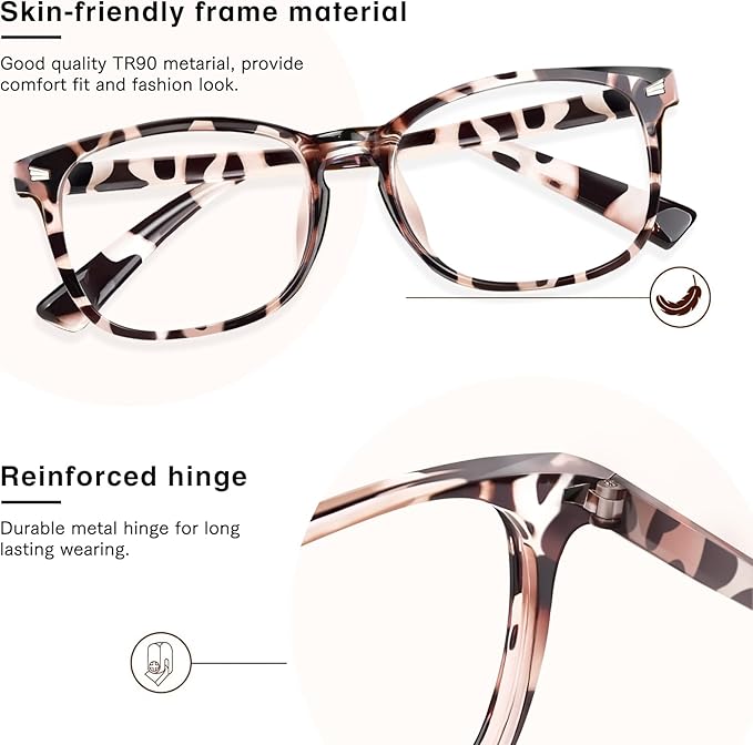 Blue Light Glasses for Woman Men | 99% Blue Light Blocking Glasses | Computer Glassess | Night Driving | Gaming | TV Phone Screen Reader Square Frame | Anti Eyestrain & UV Glare Protection