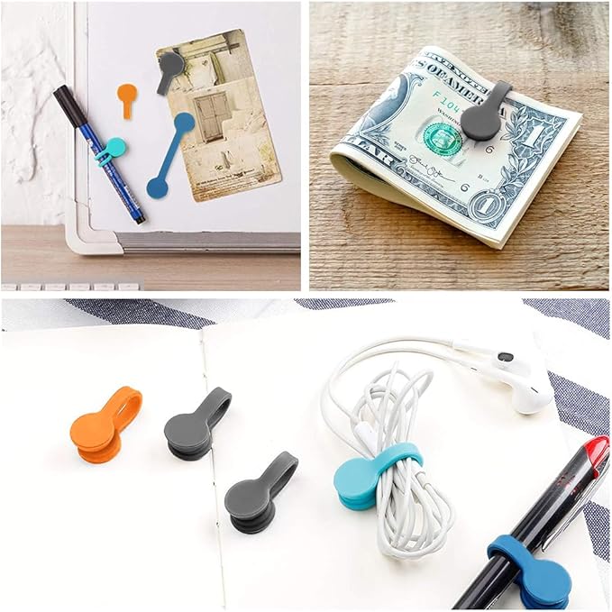 Kanemc Magnetic Cable Ties 10-Pack 5 Colors, Silicone Cord Twist Ties Magnet Strap For Charging Wire Organizer, Earphone Cords Wrap, Fridge Magnets, Storage Or Travel