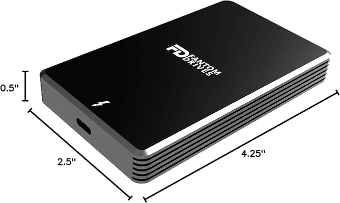Fantom Drives Extreme 2TB External SSD - 2800MB/s, Thunderbolt 3 and 4, USB Type-C, Aluminum, 3D NAND TLC, TB3X-2300N2TB