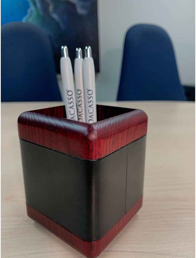 Dacasso Rosewood and Leather Desk Set, 3-Piece (D8037)