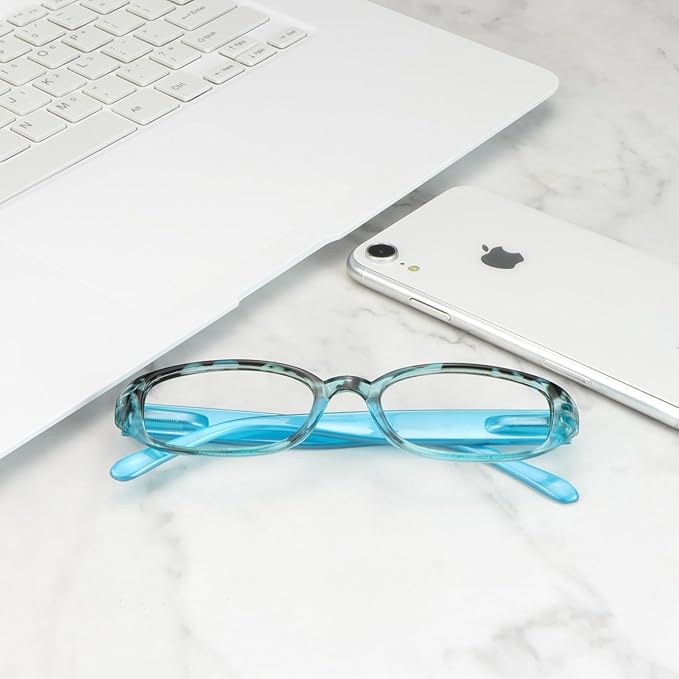 VisionGlobal 1 Pair Reading Glasses with Spring Hinge, Blue Light Blocking Glasses for Women/Men (Blue,+4.25 Magnification)