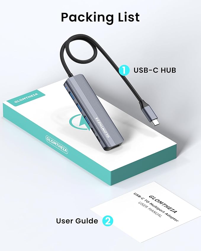 USB C Hub HDMI Multiport Adapter Dongles for MacBook Pro/Air Mac iPad Laptop, Tpye C Multiple Dock with 4k@30Hz HDMI, USB A 3.0, USB C 3.0, 100W Pass Through Charging