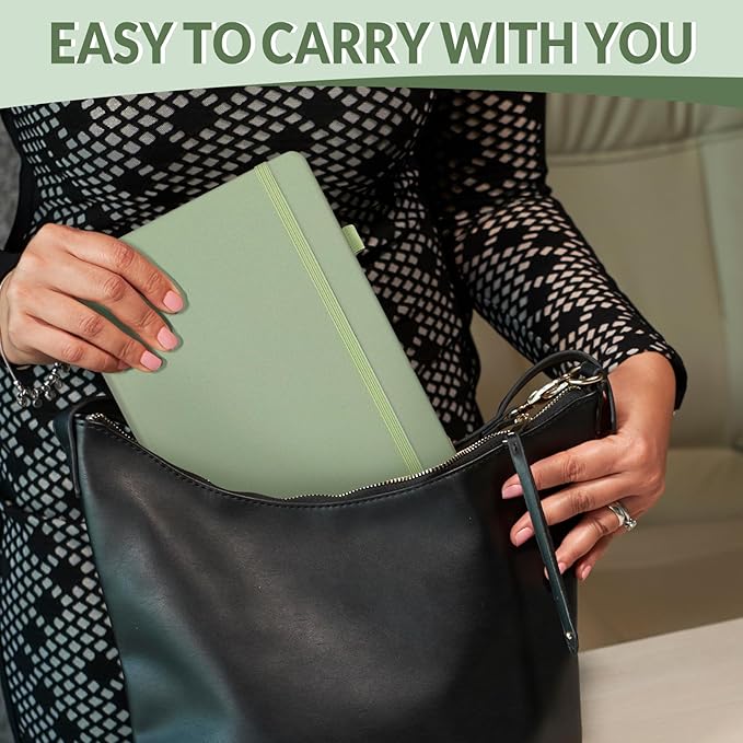 SUNEE Address Book with Colorful Alphabetical Tabs, Address Notebook Organizer for Record Contacts, 5.3'' x 7.7''- Sage Green