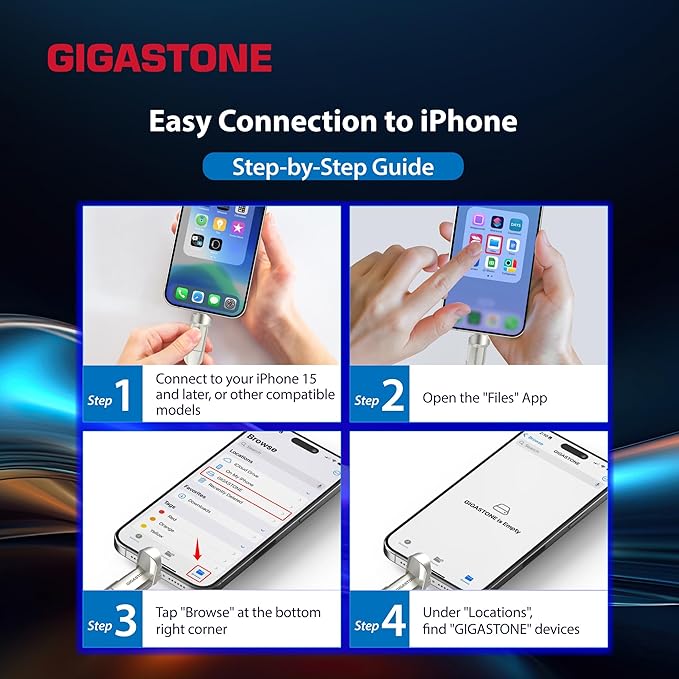 Gigastone Duo Pro Flip USB-A+C 256GB (2-Pack) Dual External Portable SSD 500MB/s Supports Apple 4K 60fps ProRes HDR Video Recording USB3.2 Gen 2 for iPhone 16 PS5 Mac iPad Laptop Android