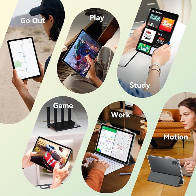 Tablet 10 inch,Android 15 Tablet–Gemini AI,24GB RAM+256GB ROM+2TB,Keyboard & Pen Bundle,Octa-Core, Widevine L1,5G WiFi,Bluetooth 5.0,Smat Lens,5-Year Warranty-Grey