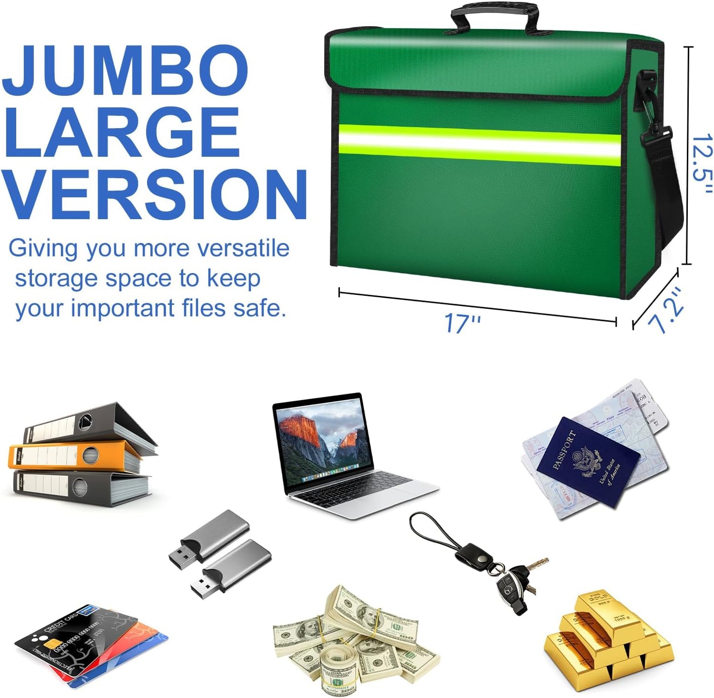 6500°F Large Fireproof Document Organizer with Lock,10 Layers Heat Insulated&Waterproof Zipper,Removable Folder Layers/Wallet,Portable Home Travel Safe Storage for Important Documents,Files and More