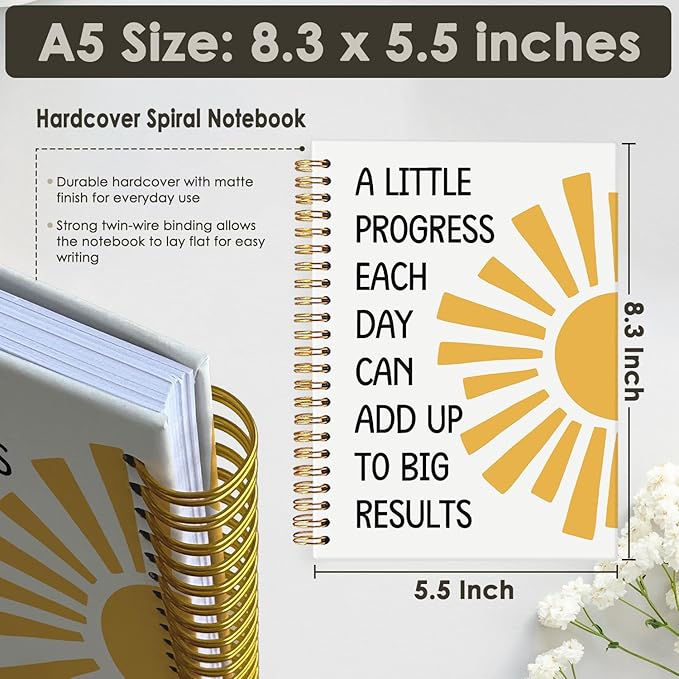 Wheatwin Positive Affirmations Notebook Journal, Motivational Inspirational Office Notebooks for Note Taking Work, Hardcover Spiral Notebook Gifts for Student Kids Teen 5.5x8.3