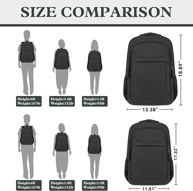 Laptop Backpack,Travel Backpack For Men Women,17 Inch Extra Large Laptop Bag Airline Approved for Business Work College School Backpack, Travel Daypack Bag Gifts for Men Women, Black