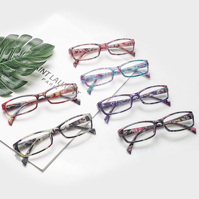VIDEBLA Computer Reading Glasses Men and Women Anti Eyestrain Blue Light Blocking Glasses for Reading (6 Pack Mix, 4.0, x)