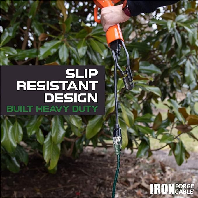 Iron Forge Cable 50 Foot Outdoor Extension Cord,12/3 SJTW Heavy Duty Green Extension Cable with 3 Prong 50 ft, Weatherproof Cord for Major Appliances, Landscaping, Gardens & Outdoor Lights Decoration
