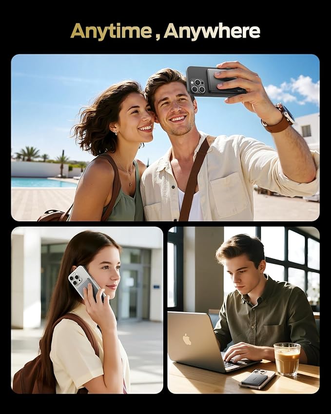 MOVE SPEED 0.3'' Ultra Slim MagSafe Portable Charger, 5000mAh Magsafe Battery Pack iPhone 17 Air Accessories, Magnetic Power Bank with USB C Port for iPhone 17 Pro Max Air/16/15/14/13/12, Glacier Gray