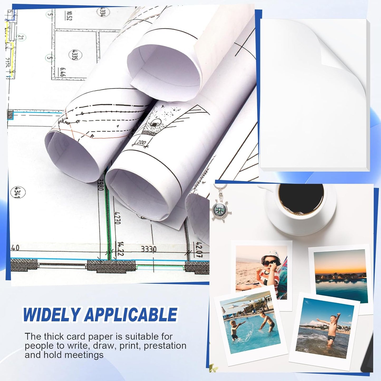 100 Pcs Printer Paper 11 x 17 Inch Copy Paper 52 lb Glossy Paper Heavy Weight Cardstock Tabloid Paper Heavy Card Stock for Presentation Laser Back to School Office Supplies(White)