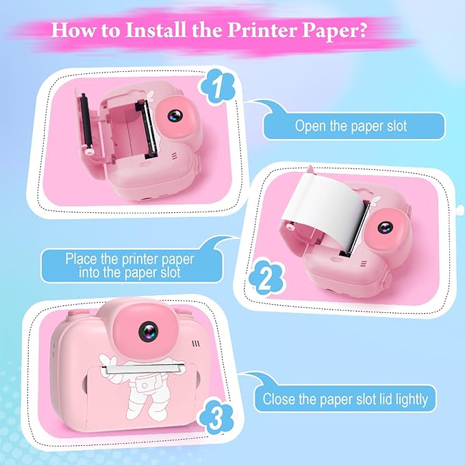 Kids Camera Instant Print, 3.5'' Kids Digital Camera Instant with 1080P HD Photos & Videos, Christmas Birthday Gifts for Girls Boys Age 3-12 (Pink)