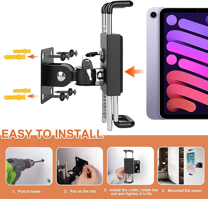 Lockable Tablet Wall Mount, Anti-Theft Tablet Holder for Shopping Malls for 7"-12.9", for Shopping Malls, Offices, Exhibition Halls, Conference Rooms