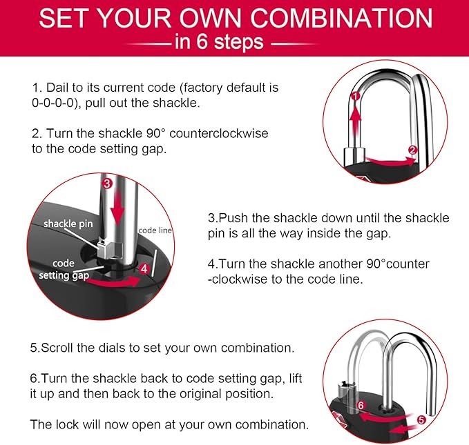 ZHEGE Luggage Locks TSA Approved, Zipper Locks for Suitcase, Backpack, Tent, 4 Digit Small Combination Padlocks for Travel, Gun Case, Gym Lockers (Black, 2 Pack)